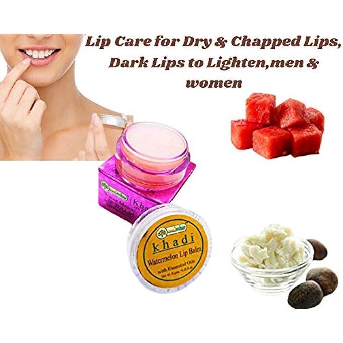 KHADI RISHIKESH HERBAL WATER MELON LIP BALM FOR DRY & CHAPPED LIPS-WITH-SHEA BUTTER AND JOJOBA OIL | LIP PROTECTION & NOURISHMENT -MOISTURISES, HEALS -8GM - Image 2